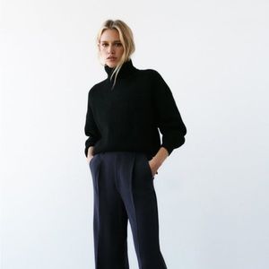 Zara Black High Collar Knit Sweater